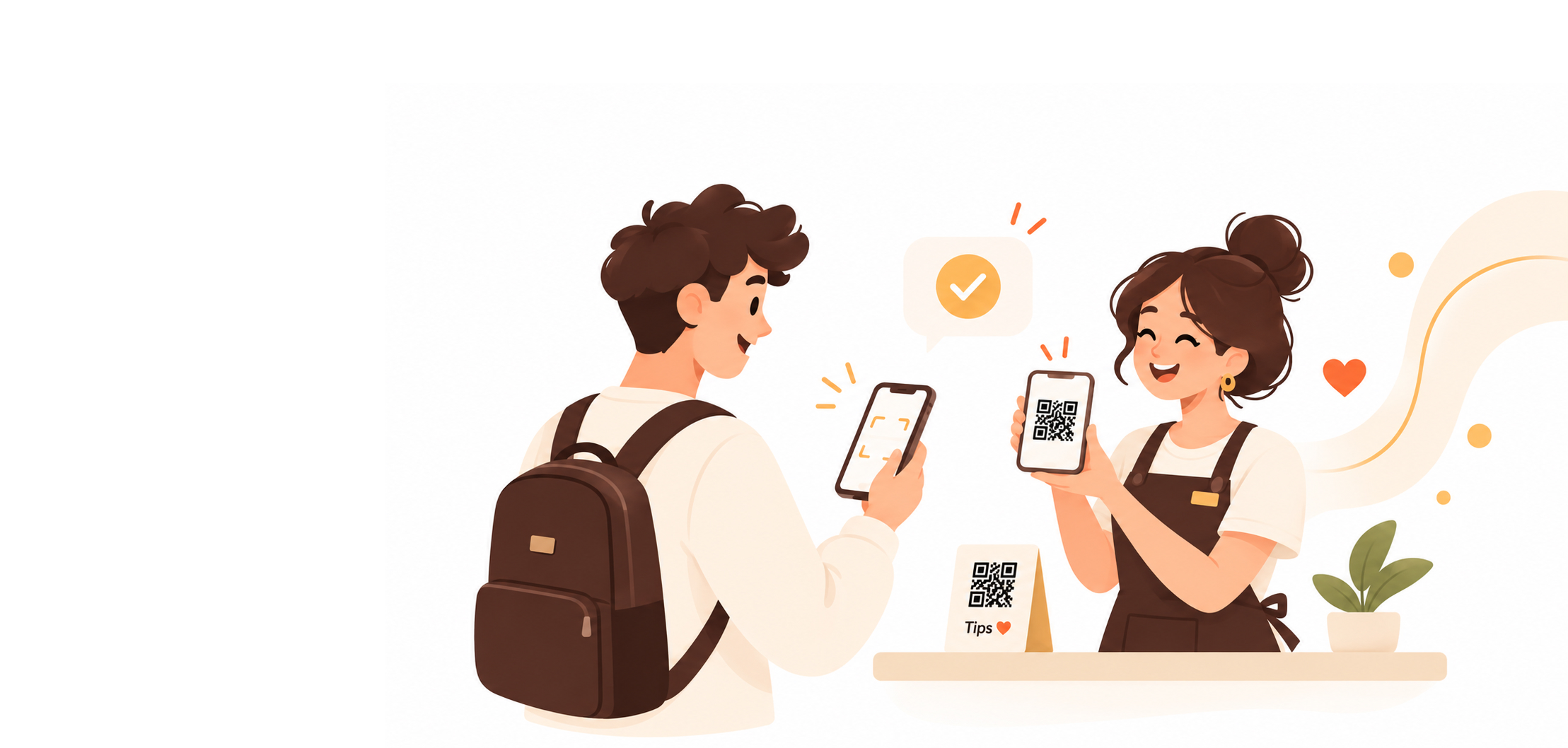 A seller showing a catalog QR while a customer scans it